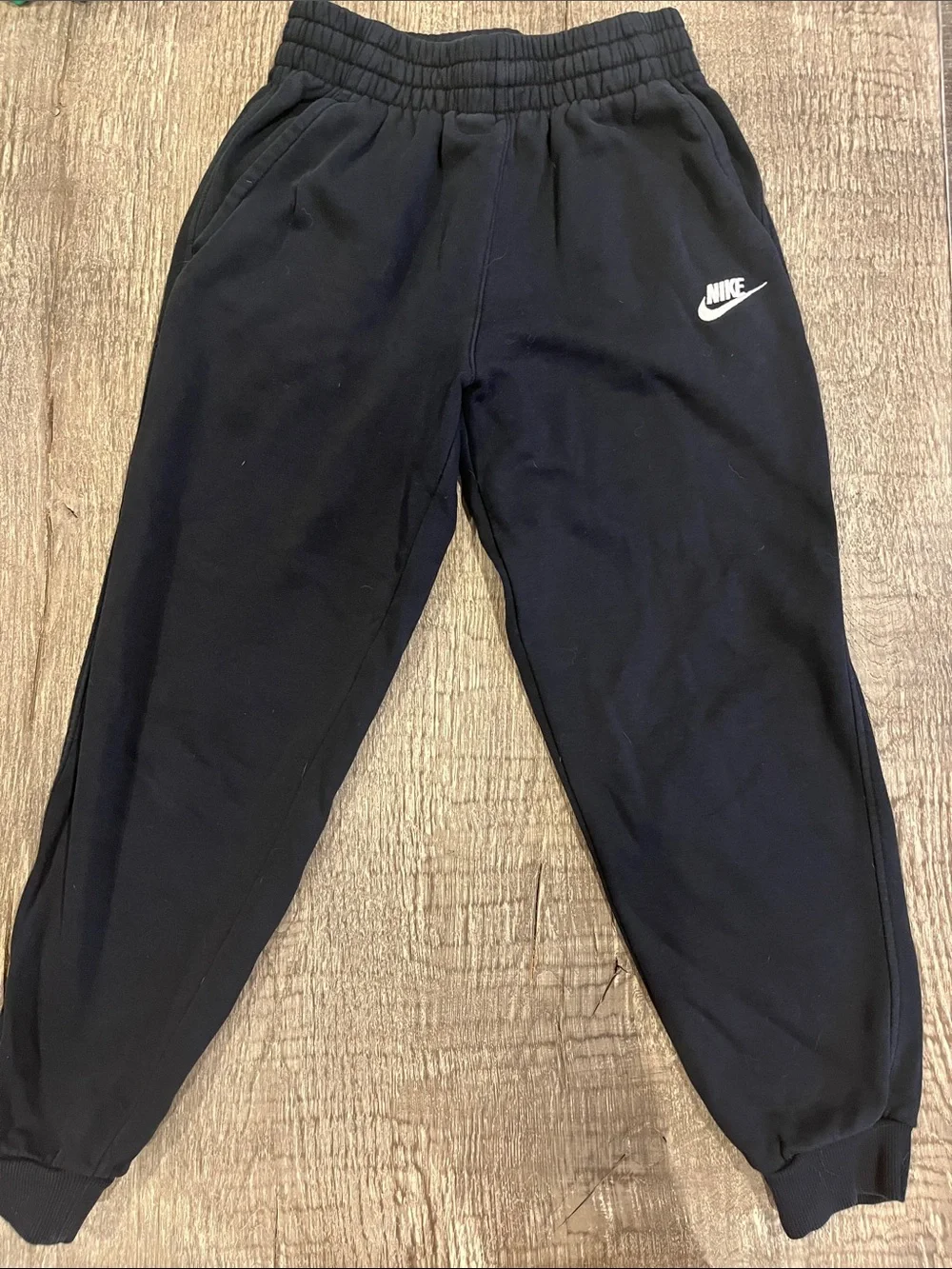 Nike Black Jogger Sweatpants with White Swoosh - Kids